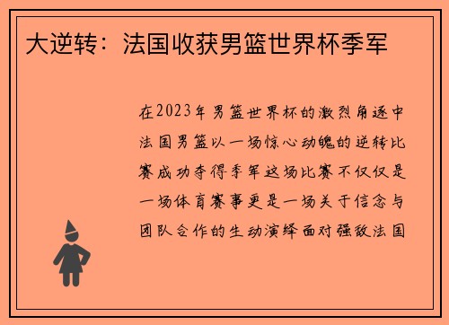 大逆转：法国收获男篮世界杯季军